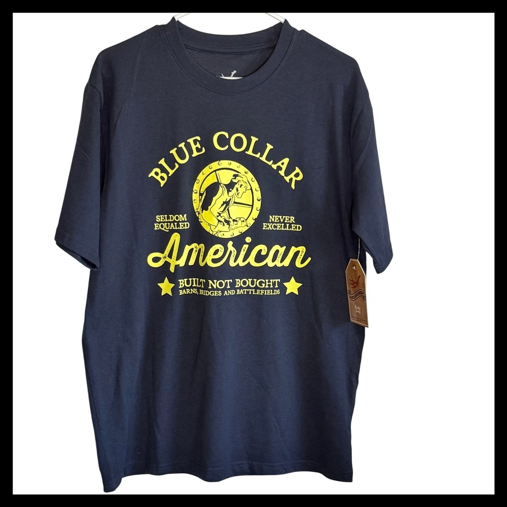 NWT Antler Creek Blue Collar American Graphic T-Shirt Mens Medium Navy Blue NWT